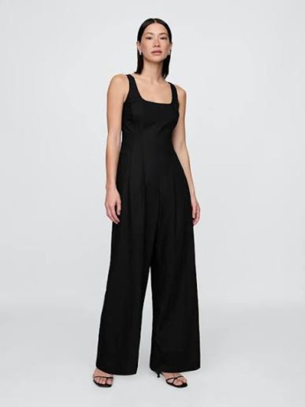 NWT GAP Linen Blend Seamed Jumpsuit Square Neck Wide Leg